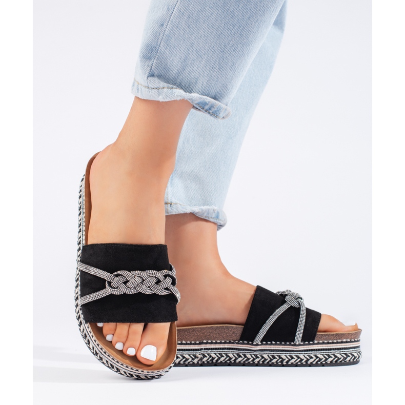 Papuci negri pe platformă negru 2