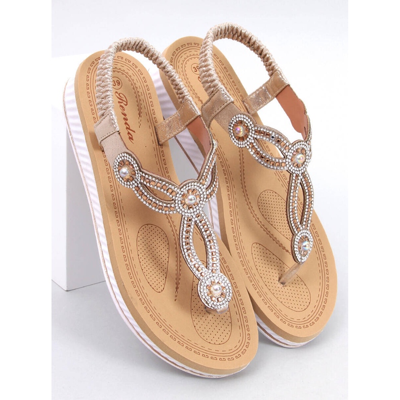 Sandale flip-flop cu zirconii Harani Gold de aur 1