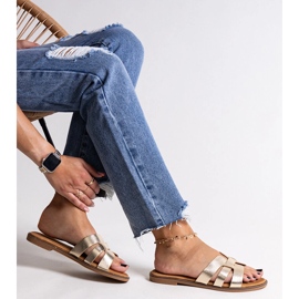 Flip-flops clasici aurii cu decor Umayma de aur 1