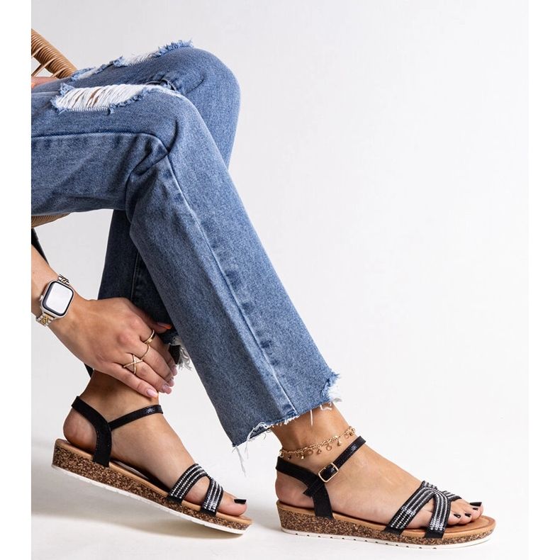 Sandale Saila negre cu pană joasă negru 1