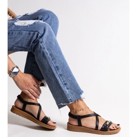 Sandale negre cu cataramă aurie de la Pamphila negru 1