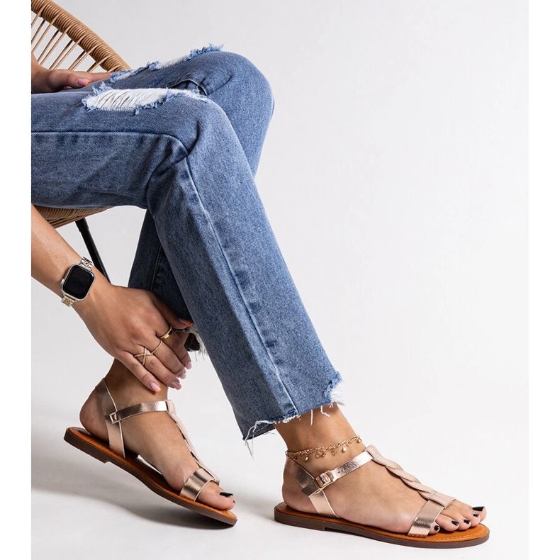 Sandale plate Amaranth champagne de aur 1