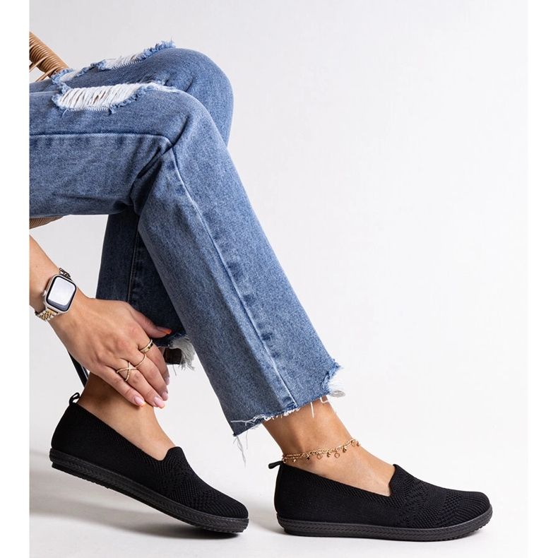 Tenisi cu slip-on din material Shadhi negri negru 1