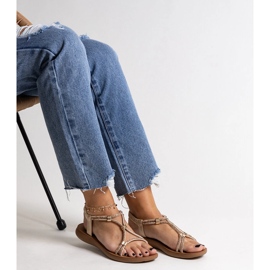 Sandale aurii decorate cu zirconi Leilana de aur 1