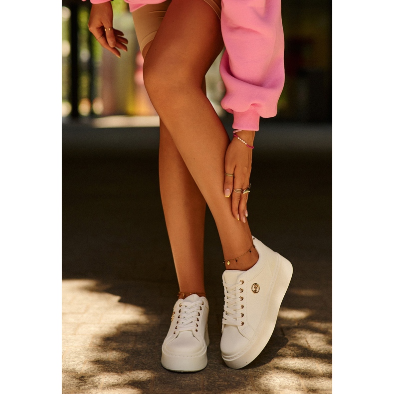 Pantofi de damă cu platformă joasă Telirra alb 2