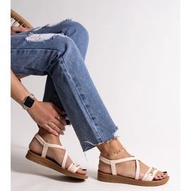 Sandale bej cu cataramă aurie Pamphila 1 Sandale bej cu cataramă aurie Pamphila 1