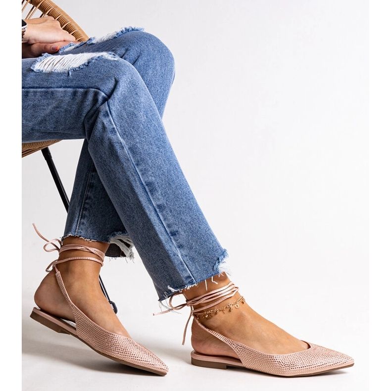 Balerini roz cu șireturi Safine, cu strasuri 1 Balerini roz cu șireturi Safine, cu strasuri 1