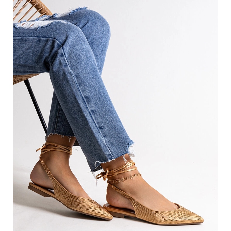 Balerină Safine cu șireturi aurii și zirconiu cubic de aur 1