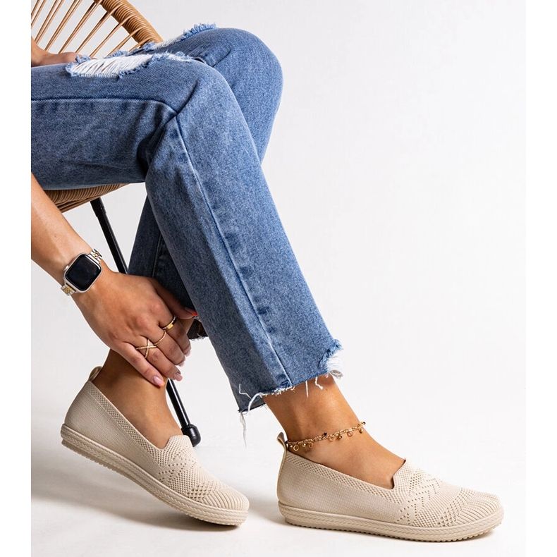 Tenisi slip-on din material bej Shadhi 1