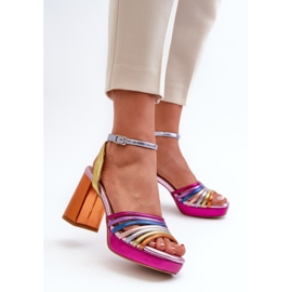 S.Barski Sandale de damă cu toc înalt D&amp;A CR920 multicolor violet 2