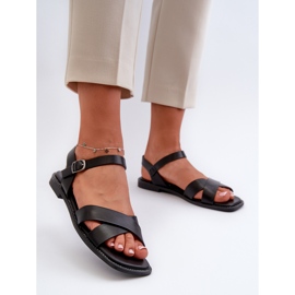 Sandale Plate Damă Din Piele Eco S.Barski KV27-003 Negru 2