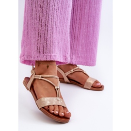 Sandale Plate Damă Cu Bretele S.Barski KV27-010 Aur de aur 2