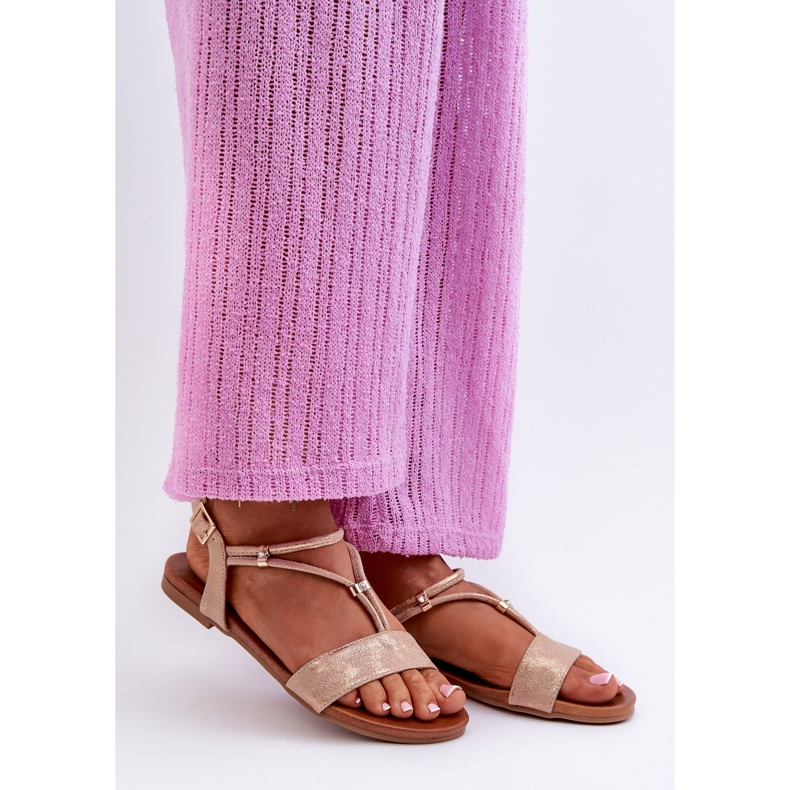 Sandale Plate Damă Cu Bretele S.Barski KV27-010 Aur de aur 1