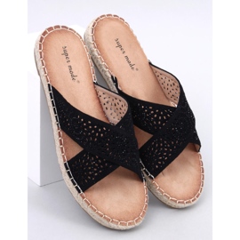 Șlapi espadrile damă Bakou Black negru 1