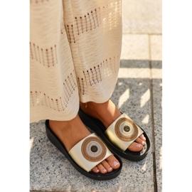 Flip-flops Damă Piele Cu Decor S.Barski KV27-019 Aur de aur 1