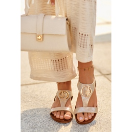 Sandale Plate Dama Cu Decorat S.Barski KV27-051 Aur de aur 2