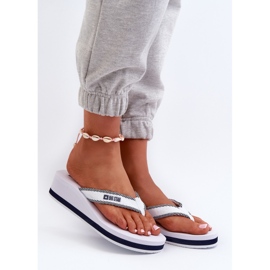 Flip-flops cu pană pentru damă Big Star NN274A726 alb 1