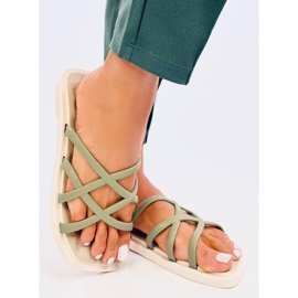 Slapi Gomis Khaki din cauciuc verde 3