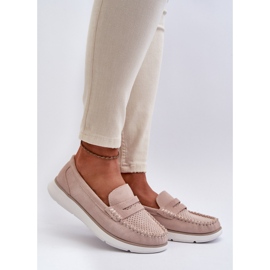 Sergio Leone SP012 Mocasini de piele intoarsa bej pe platforma 1