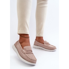 Sergio Leone SP012 Mocasini de piele intoarsa bej pe platforma 2