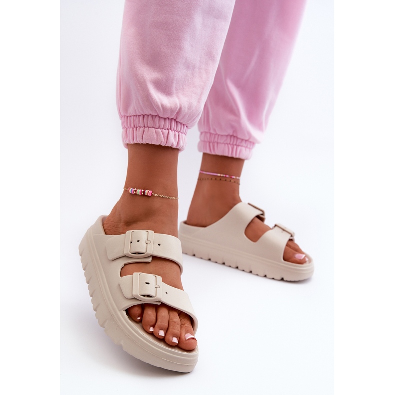 EVento Flip-flops de damă bej Melorea Foam pe platformă 2