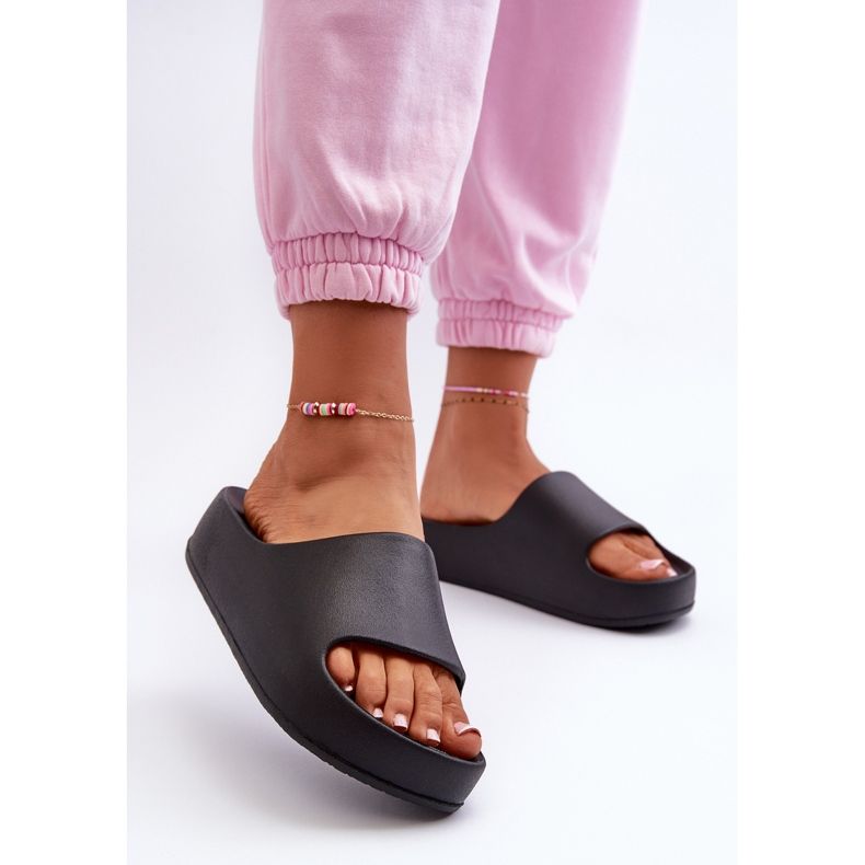 Flip-flops negri cu platformă din spumă Airaplea pentru damă negru 2