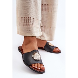 Zazoo 2938 Flip Flops din piele cu decor, negru 2