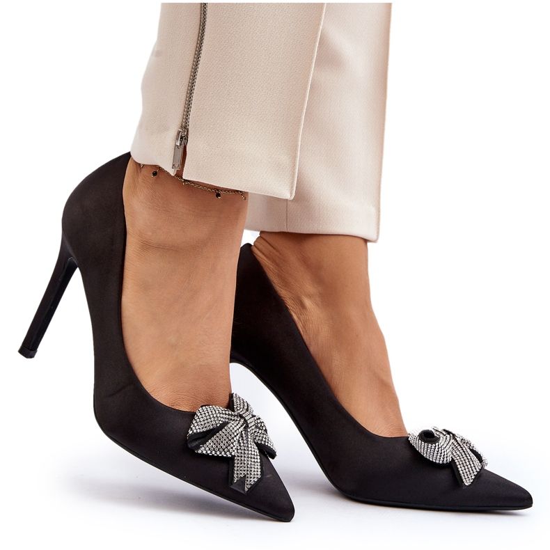 Sweet Shoes Tocuri înalte Fairine negre cu fundă 6