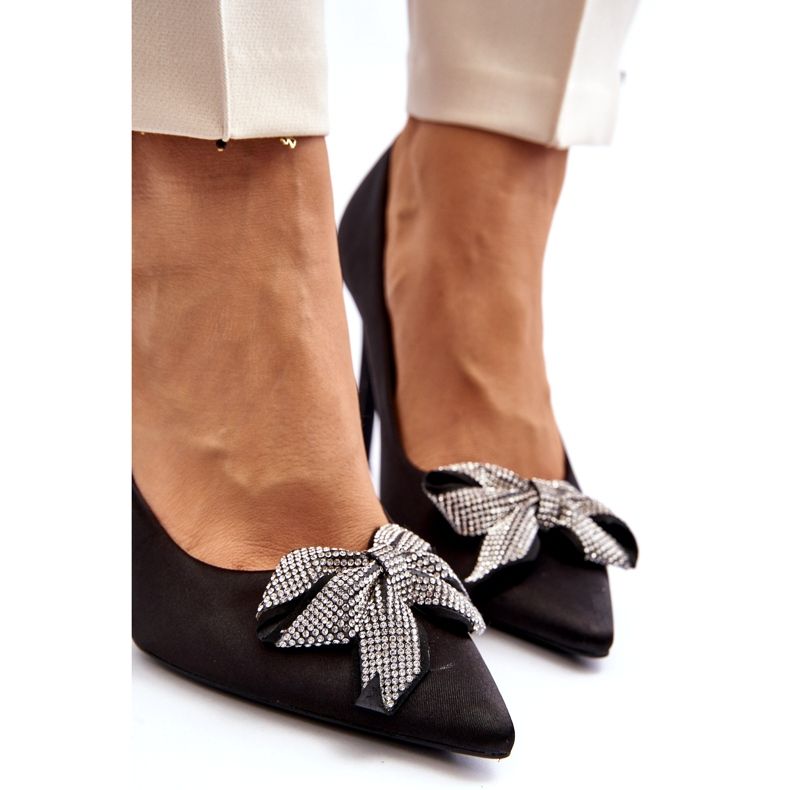 Sweet Shoes Tocuri înalte Fairine negre cu fundă 5