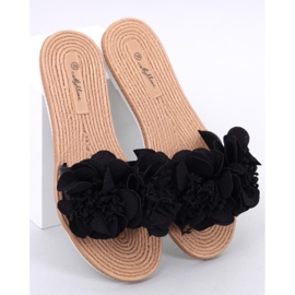 Flip-flops moi cu flori Diaye Black negru 1