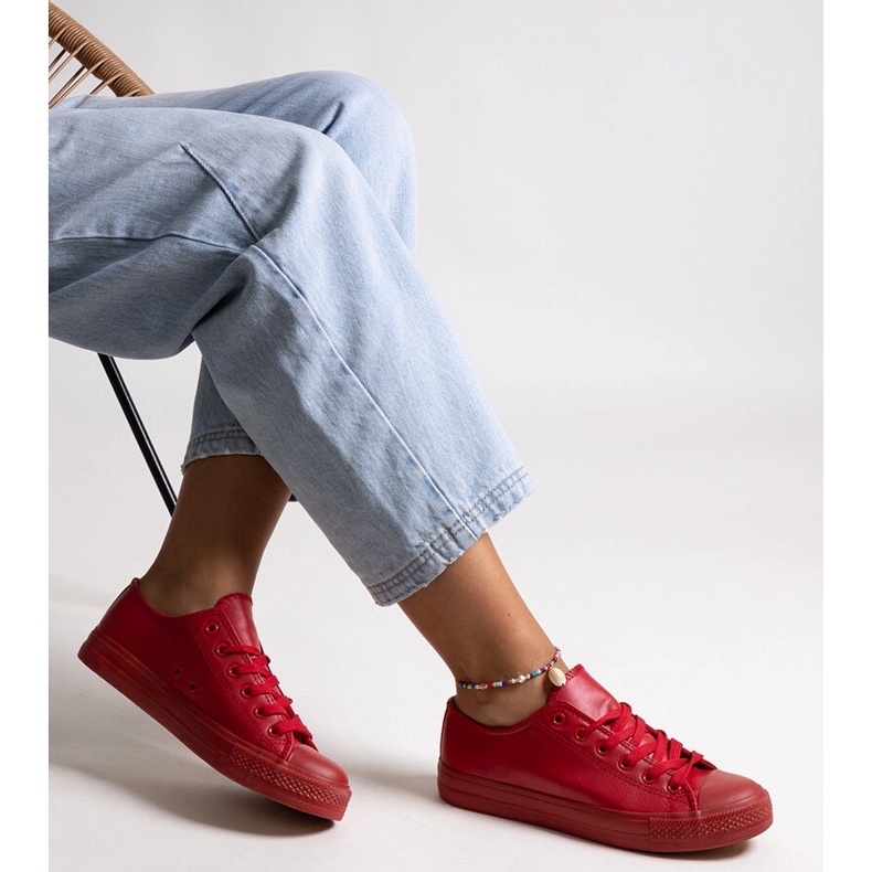 Bez marki Tenisi roșii din piele ecologică de la Mahasina roșu 1 Bez marki Tenisi roșii din piele ecologică de la Mahasina roșu 1