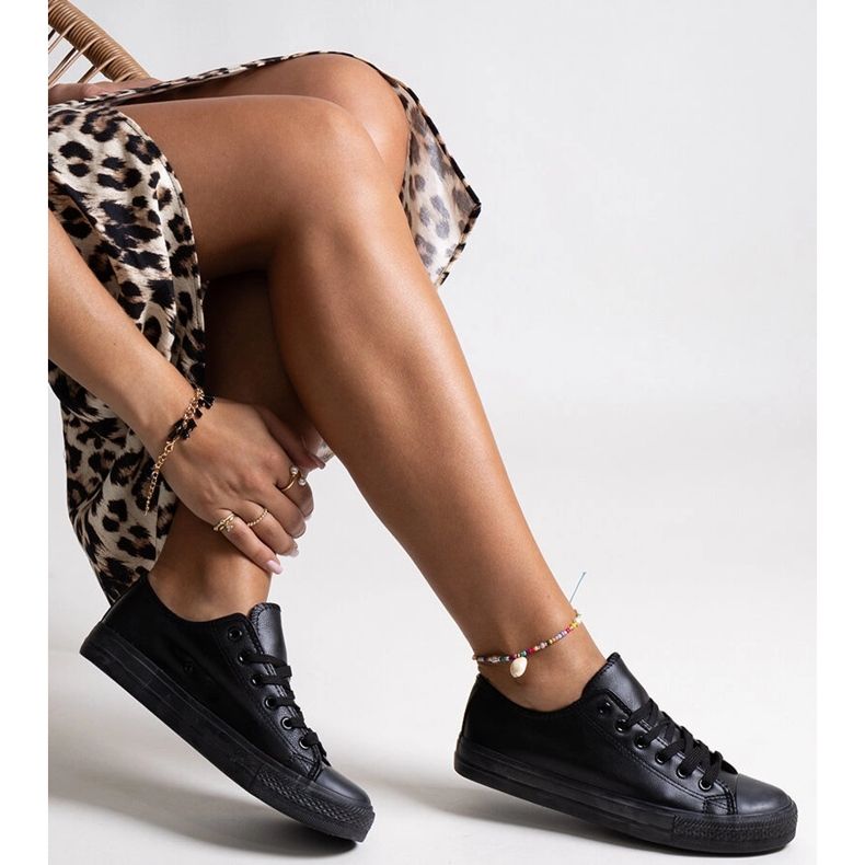 Tenisi negri din piele ecologica de la Mahasina negru 1 Tenisi negri din piele ecologica de la Mahasina negru 1