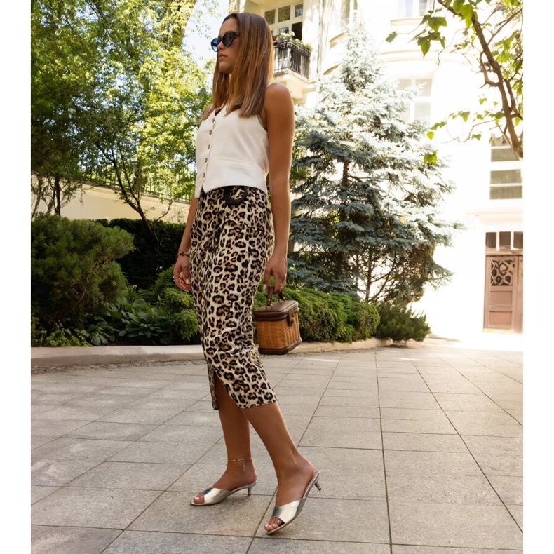 Sandale Maloua aurii cu toc mic de aur 2