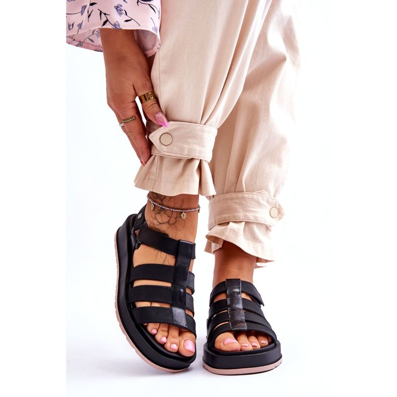 Sandale vegane cu velcro pentru femei ZAXY JJ285017 negru 1