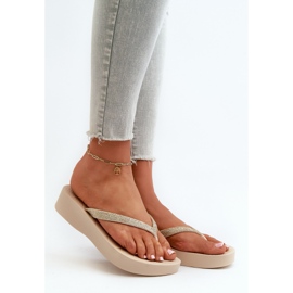 Flip-flops de damă cu o curea cu sclipici 83386 Ipanema Mesh Chic Plat Fem Bej 1