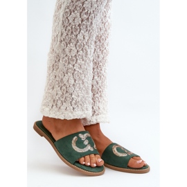 Flip Flops Damă Plati Cu Paiete S.Barski KV27-052 Verde 1