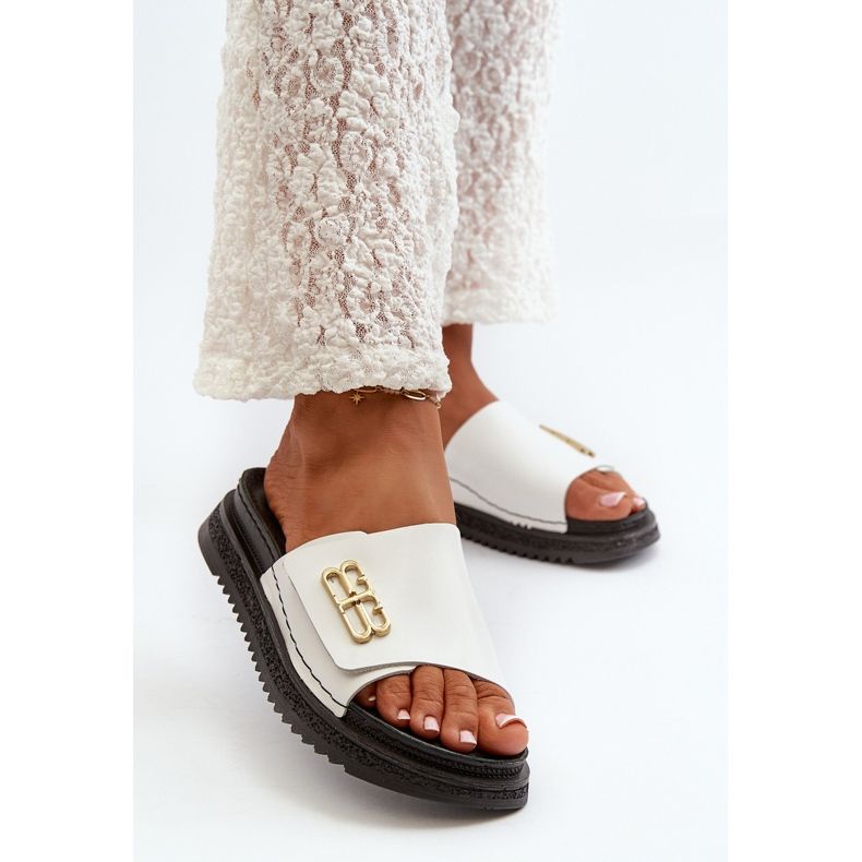 Flip-flops din piele pentru femei Zazoo 50101 pe platformă, alb 2