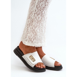 Flip-flops din piele pentru femei Zazoo 50101 pe platformă, alb 1