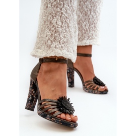 Sandale de damă cu toc înalt cu decor Maciejka 06620-20 grafit gri 2