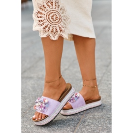 Slapi Dama Pe Platforma Cu Decoratiuni S.Barski HY077 Mov violet 1