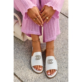 Flip-flops de damă eleganți, strălucitori, cu decor S.Barski KV27-050 argintiu 1