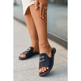 Flip-flops de damă eleganți, strălucitori, cu decor S.Barski KV27-050 negru 1