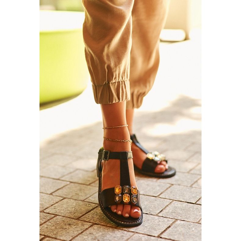 Sandale De Dama Elegante Cu Detalii Decorative S.Barski KV27-030 Negru 2