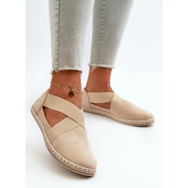 Espadrile Bej De Damă Eco Suede Cu Bretele Elastice Phaedrana 2