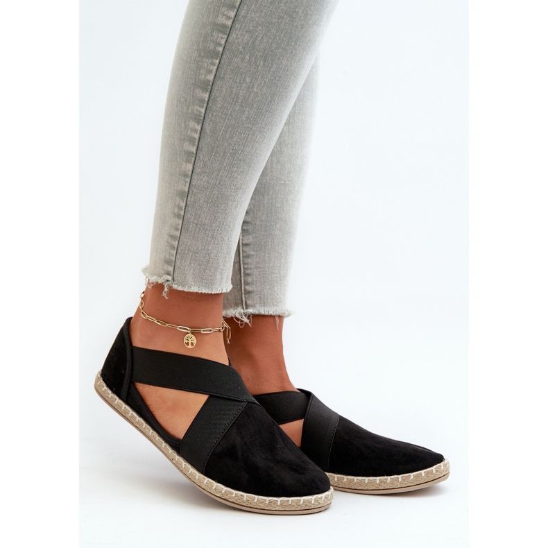 Espadrile De Dama Cu Bretele Elastice Eco Suede Black Phaedrana negru 1 Espadrile De Dama Cu Bretele Elastice Eco Suede Black Phaedrana negru 1