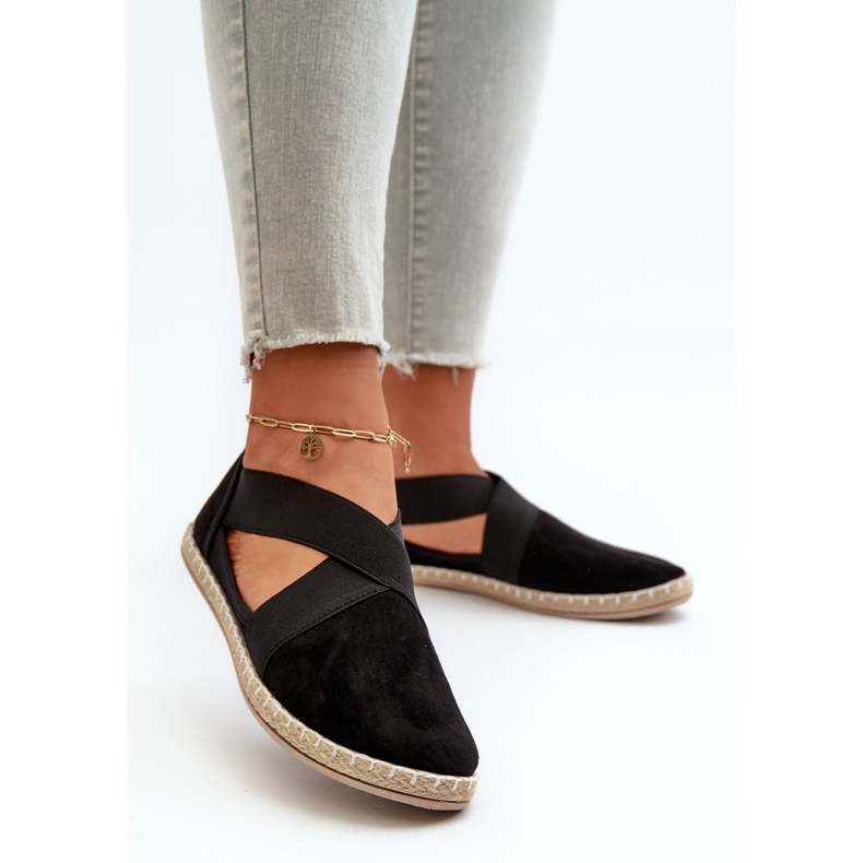 Espadrile De Dama Cu Bretele Elastice Eco Suede Black Phaedrana negru 2 Espadrile De Dama Cu Bretele Elastice Eco Suede Black Phaedrana negru 2