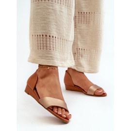 Sandale din piele Maciejka 1971-68 Maro și Aur de aur 2 Sandale din piele Maciejka 1971-68 Maro și Aur de aur 2