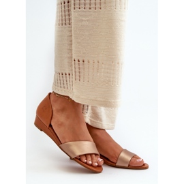 Sandale din piele Maciejka 1971-68 Maro și Aur de aur 1 Sandale din piele Maciejka 1971-68 Maro și Aur de aur 1