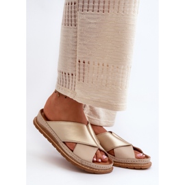 Flip-flops din piele Maciejka 04986-04 Aur-Bej 1 Flip-flops din piele Maciejka 04986-04 Aur-Bej 1