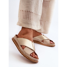 Flip-flops din piele Maciejka 04986-04 Aur-Bej 2